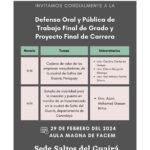 Invitación a la Defensa Oral y Pública de la FACEM sede Saltos del Guairá
