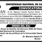 Convocatoria a reunión ordinaria de la Asamblea Universitaria