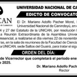 Convocatoria a reunión extraordinaria de la Asamblea Universitaria